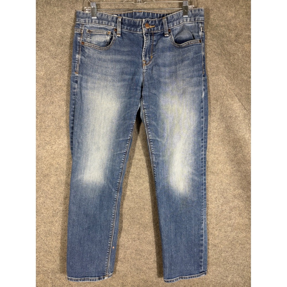 Gap 1969 Real Straight Jeans Womens 31 Short Medium Wash Blue Denim 364619-00